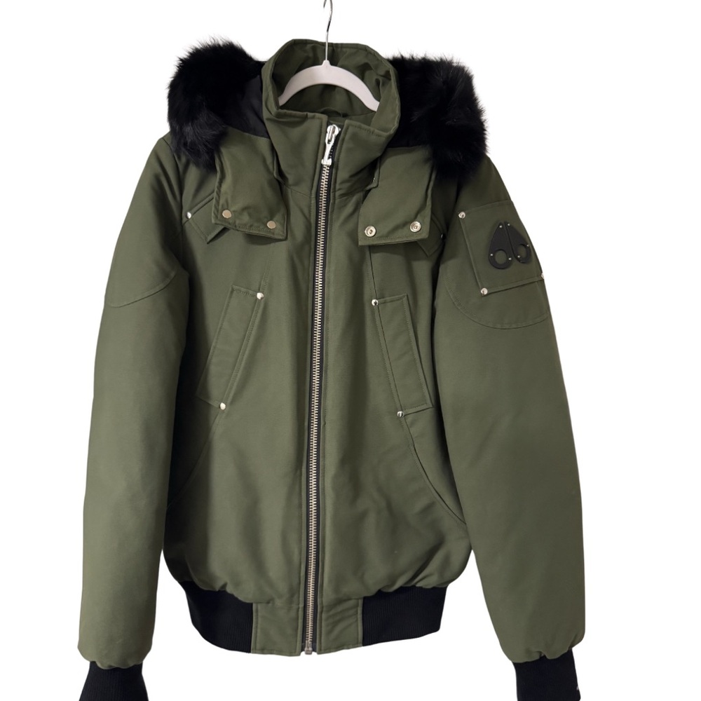 MENS MOOSE KNUCKLES ORIGINAL BALLISTIC FOX FUR TRIM BOMBER JACKET - Picture 2 of 7